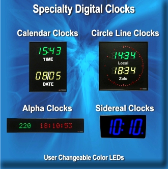 BRG Basic Digital Clocks, Advanced Digital Clocks, Alphanumeric Digital Clocks, Sidereal Clocks